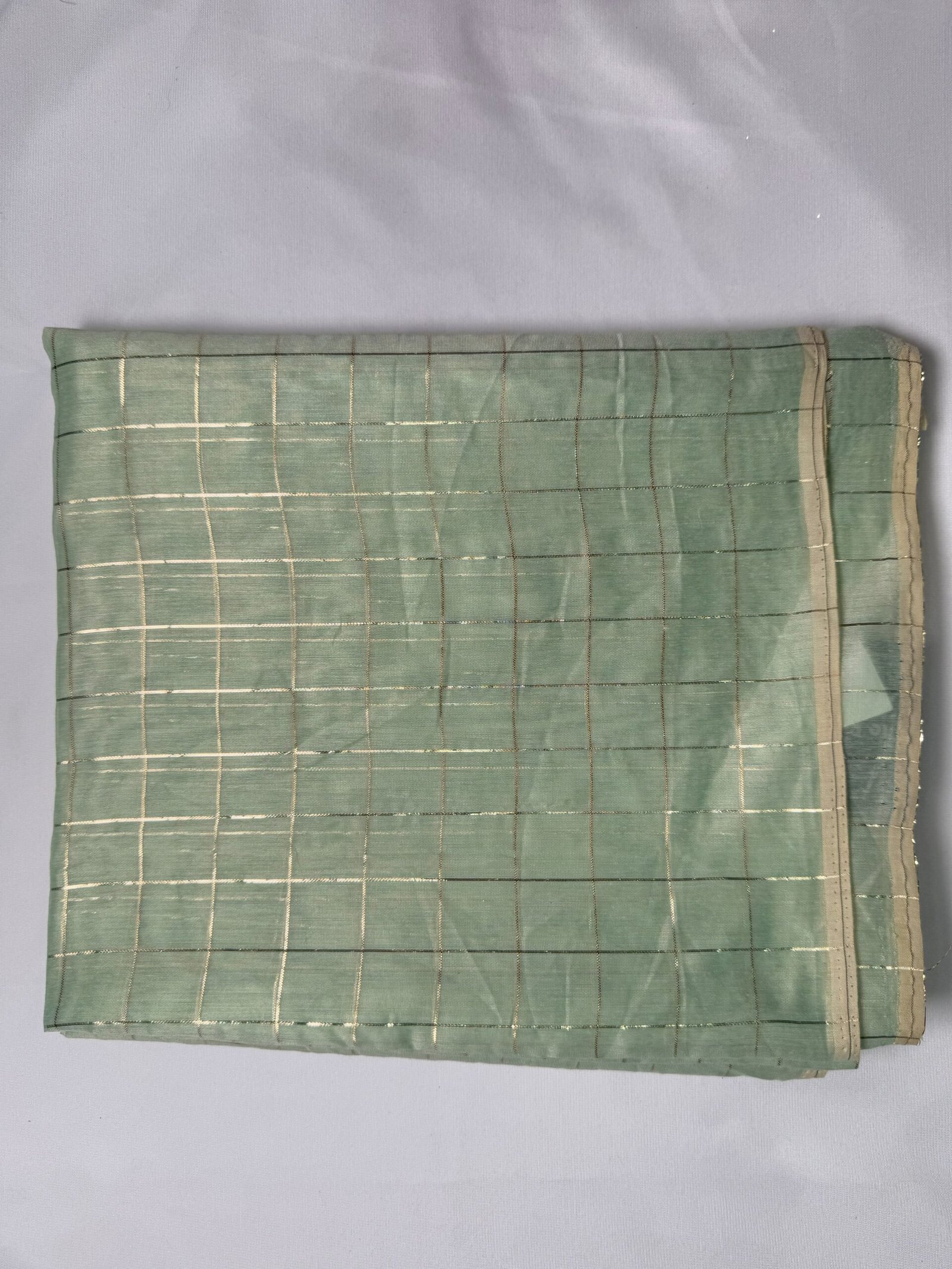 Checked Green Broccade Blouse Material