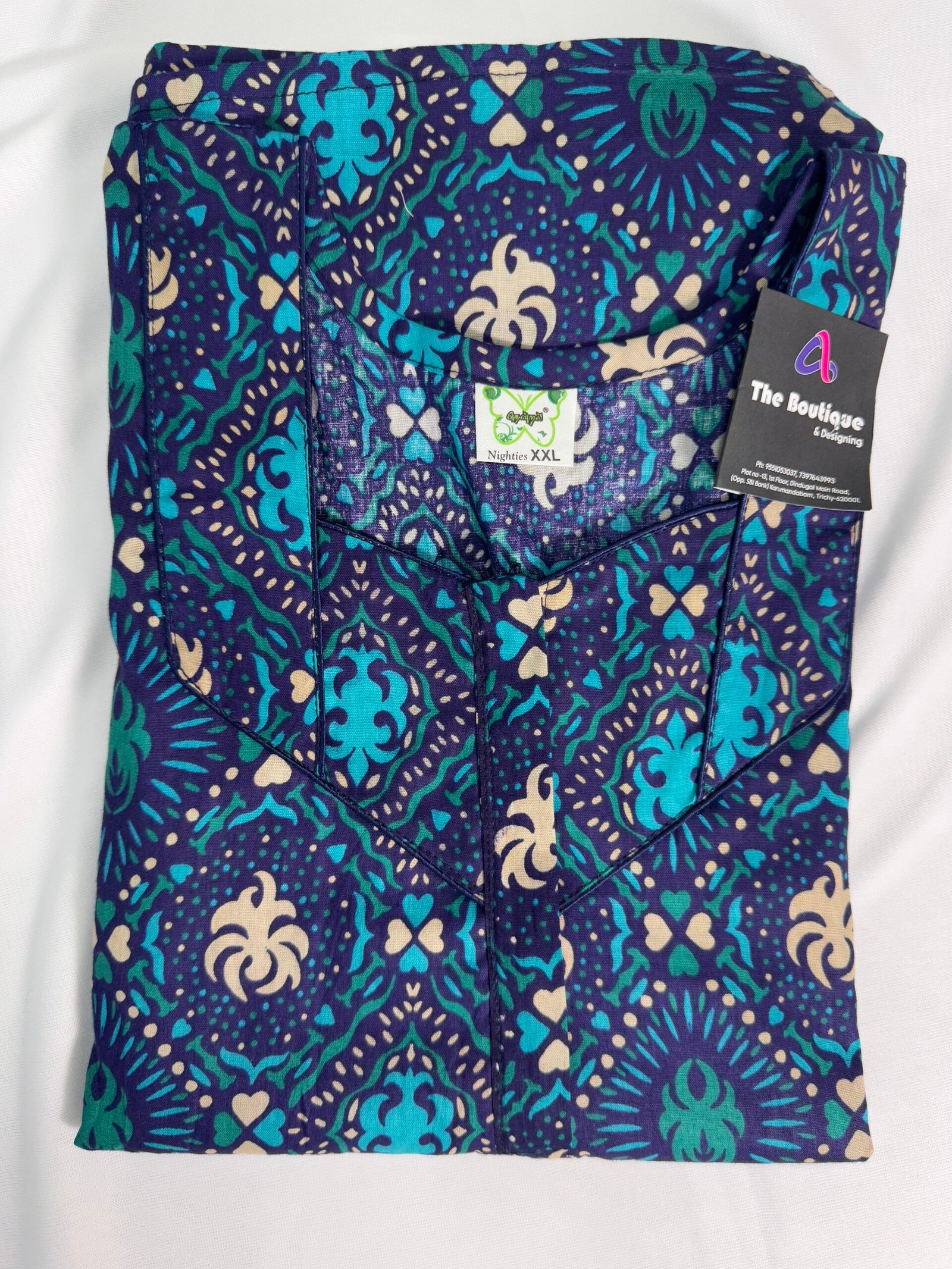 Chudi Neck Nighty, Colour Blue, Size XL