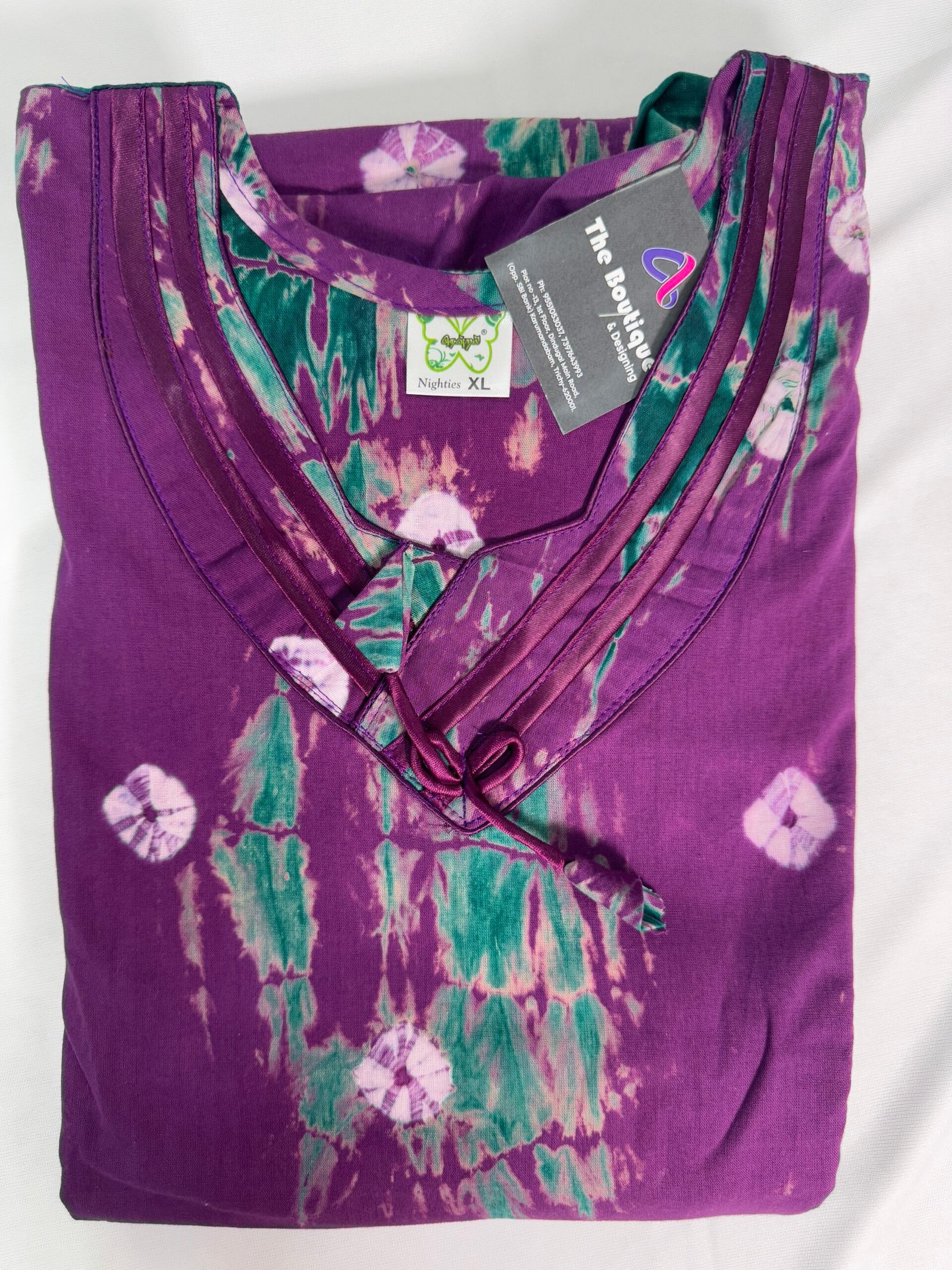 Chudi Neck Nighty, Colour Purple, Size XL