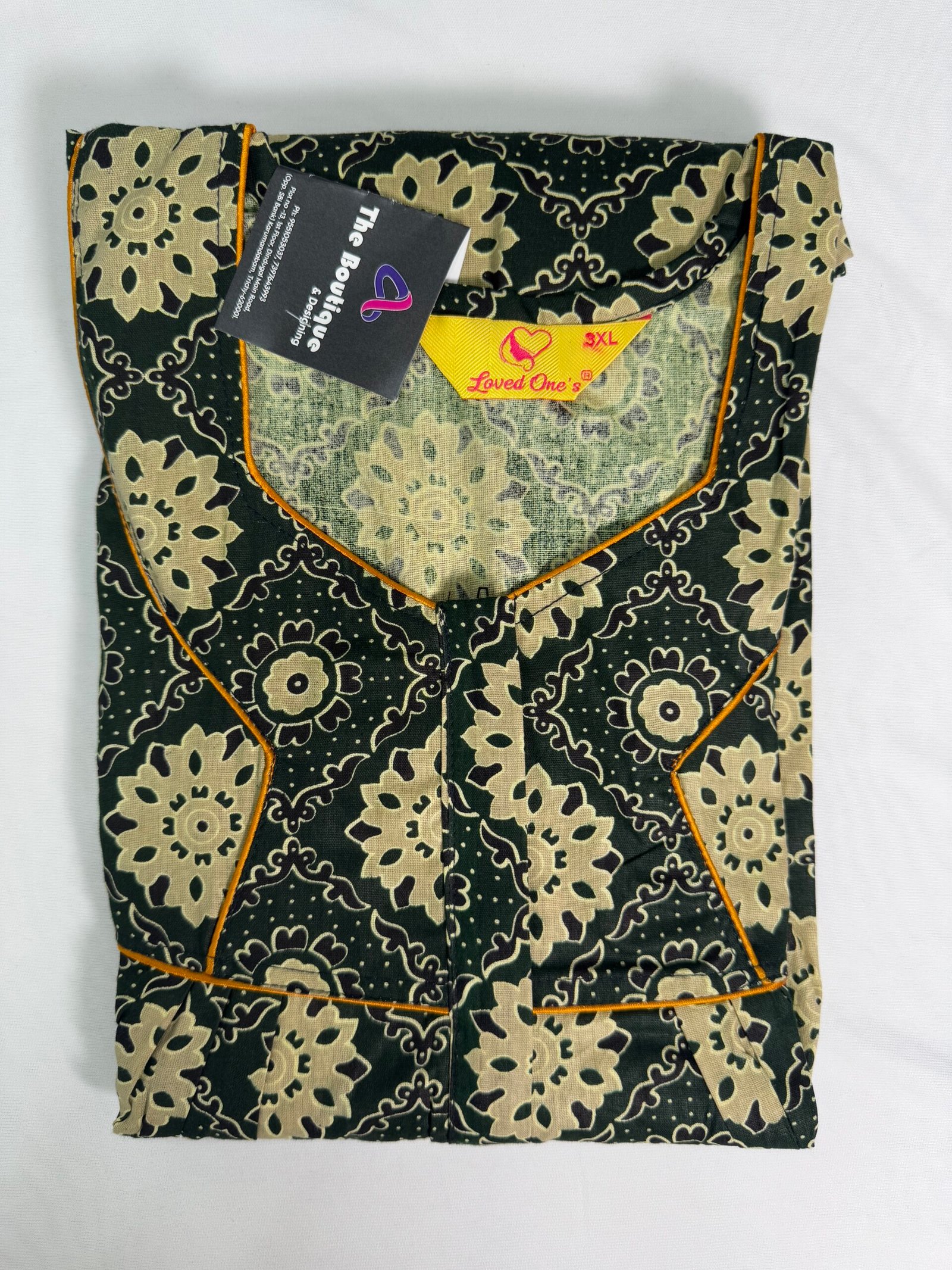 Nighty, Material Cotton, Size 3XL, Colour Dark Green