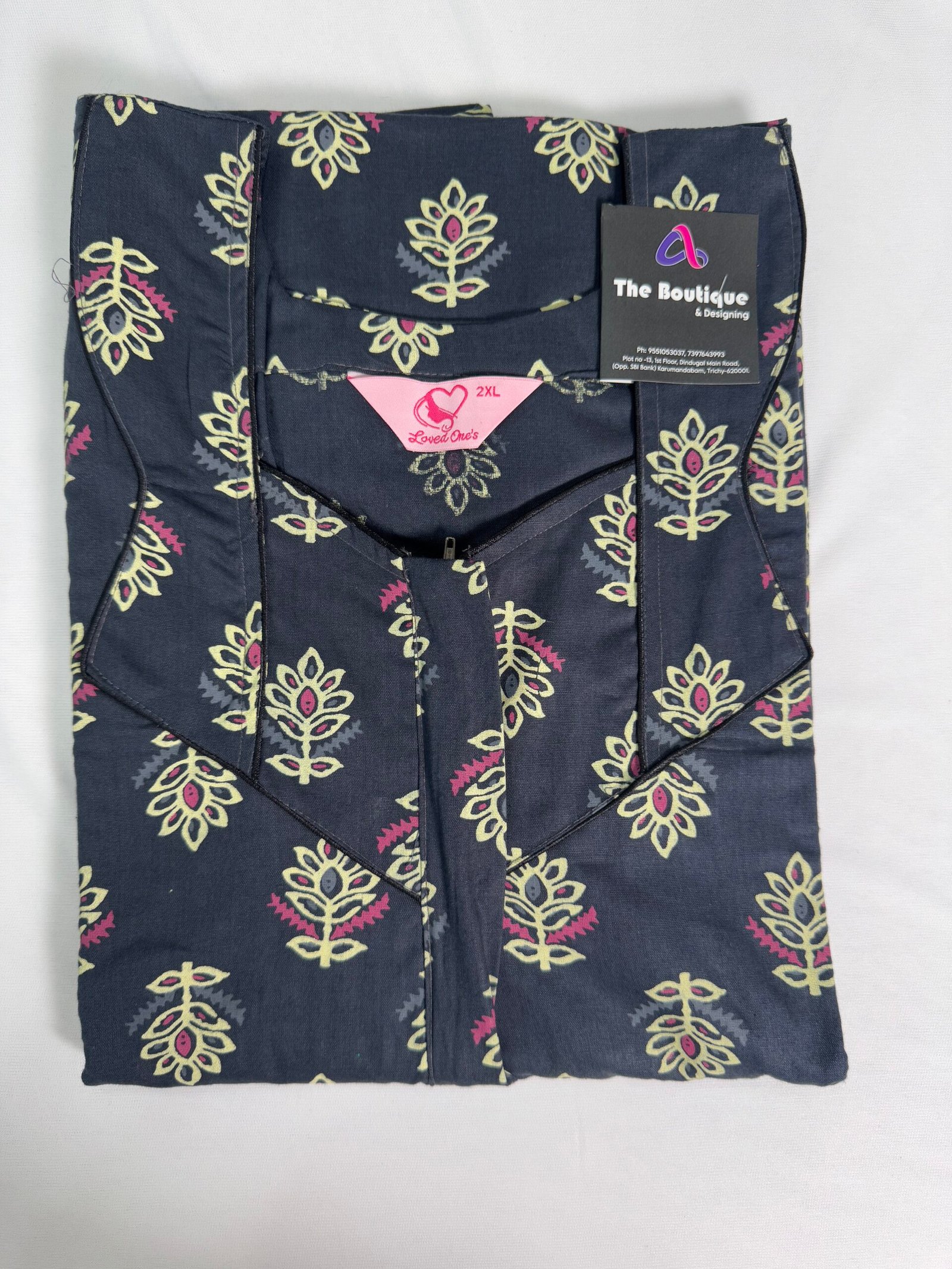 Nighty, Material Cotton, Size XXL, Colour Navy Blue