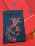 SILK COTTON (CHUDIDHAR SET) #9901 – DARK BLUE GRAY X VALANTINE RED – [Blue]