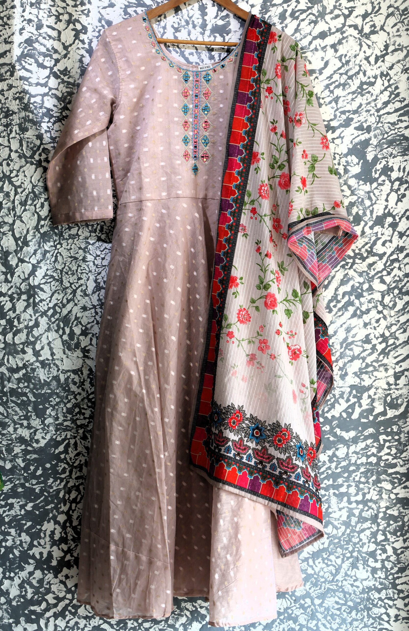 Silk Cotton Gown With Dupatta