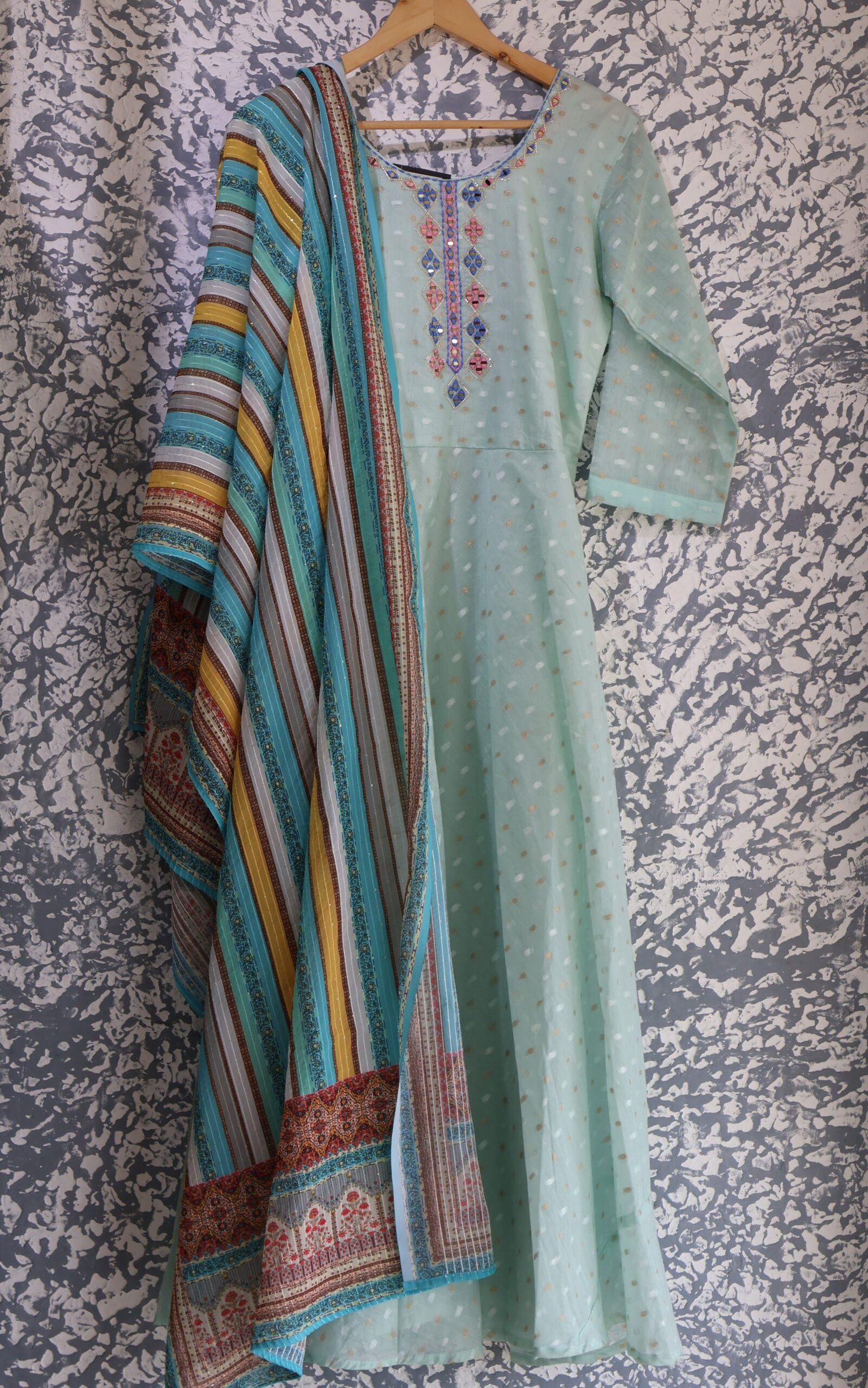 Silk Cotton Gown With Dupatta  (2)